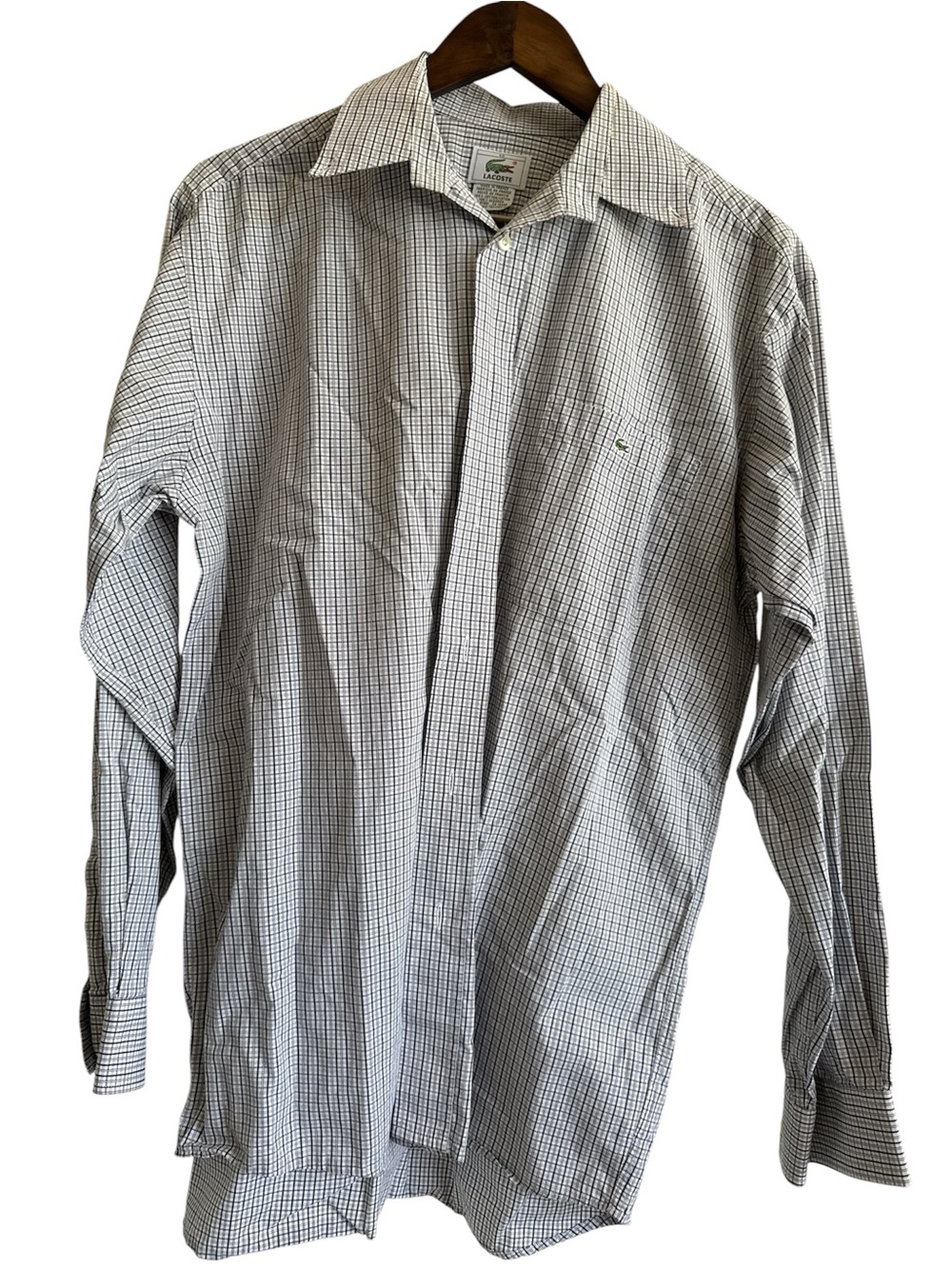 Lacoste Men’s White & Black Micro-Check Long Sleeve Shirt